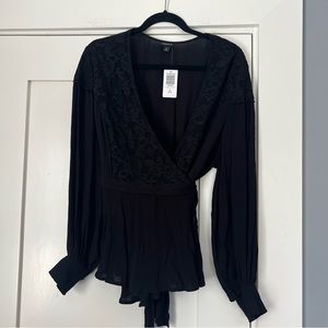 Torrid Gauze & Lace Wrap Top